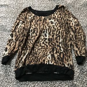 Cheetah print, lace back shirt